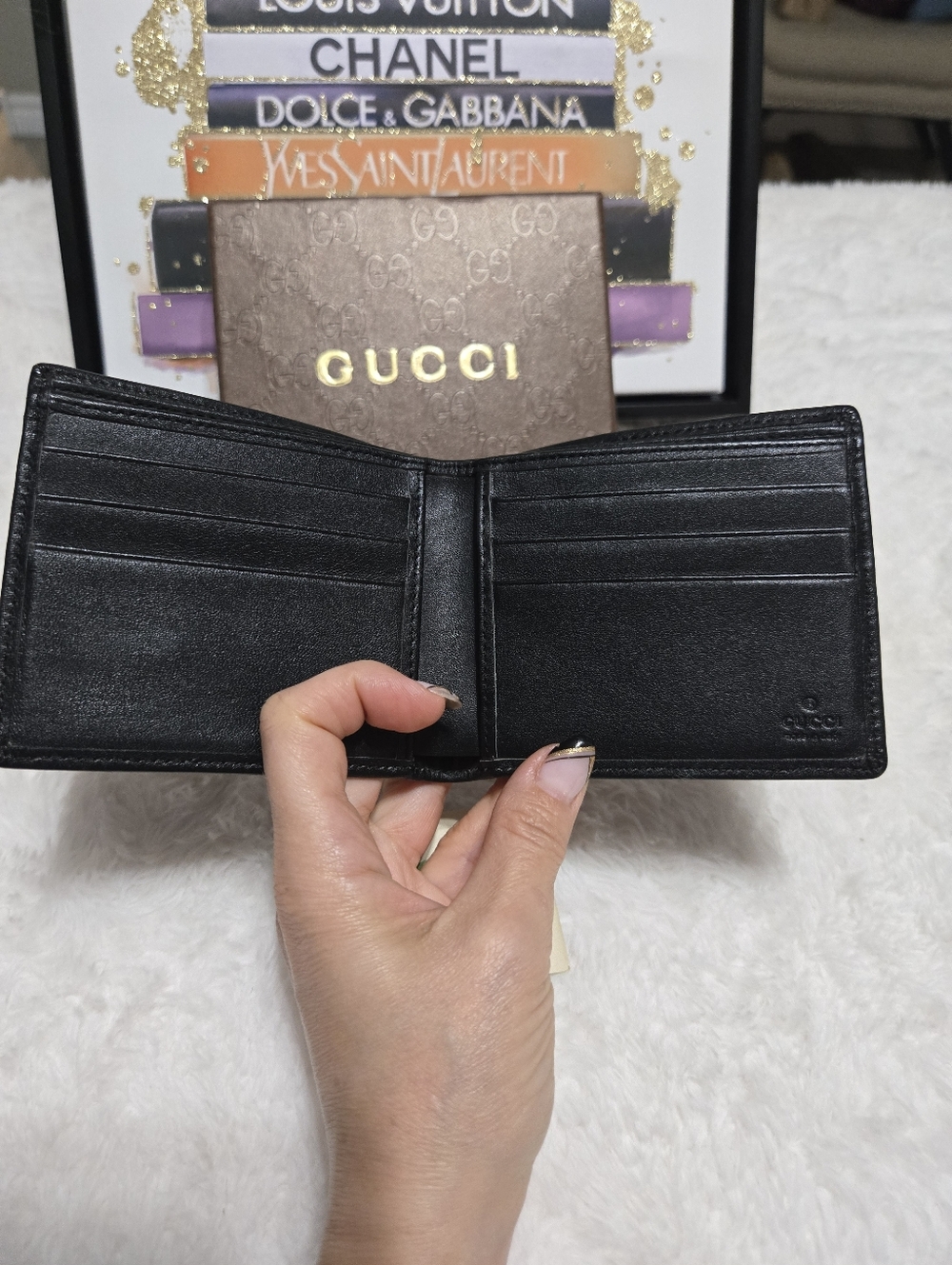 Gucci Black Guccissima Leather Bifold Sherryline Men's Wallet - Picture 8 of 9